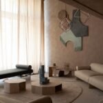 Beige Modern Travertine Hexagonal Side Tables Minimalist Stone Accent Pieces