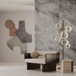 Beige Modern Travertine Hexagonal Side Tables Minimalist Stone Accent Pieces