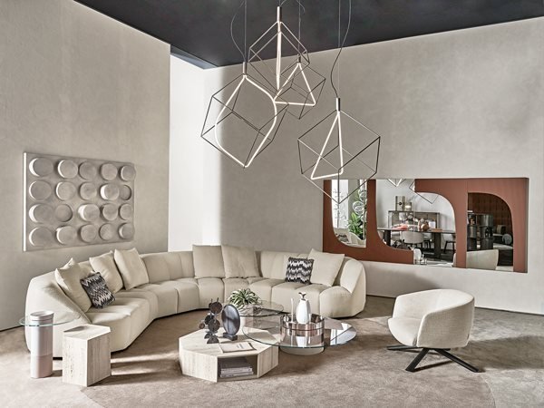 Beige Modern Travertine Hexagonal Side Tables Minimalist Stone Accent Pieces