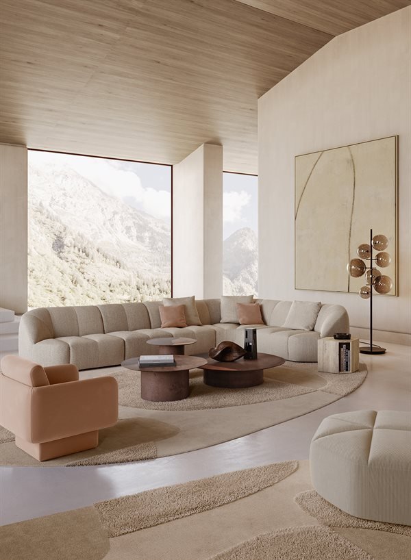 Plush Upholstered Swivel Armchair Beige Fabric Modern Compact Accent Chair