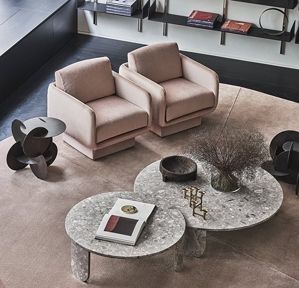 Plush Upholstered Swivel Armchair Beige Fabric Modern Compact Accent Chair