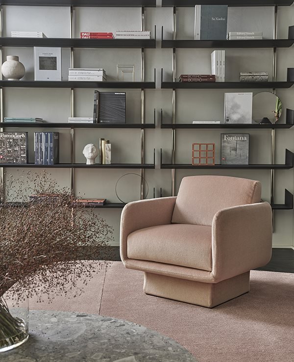 Plush Upholstered Swivel Armchair Beige Fabric Modern Compact Accent Chair
