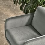 Plush Upholstered Swivel Armchair Beige Fabric Modern Compact Accent Chair