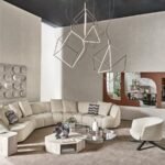 Curved Upholstered Swivel Armchair Linen Fabric Modern Comfortable Accent Chair