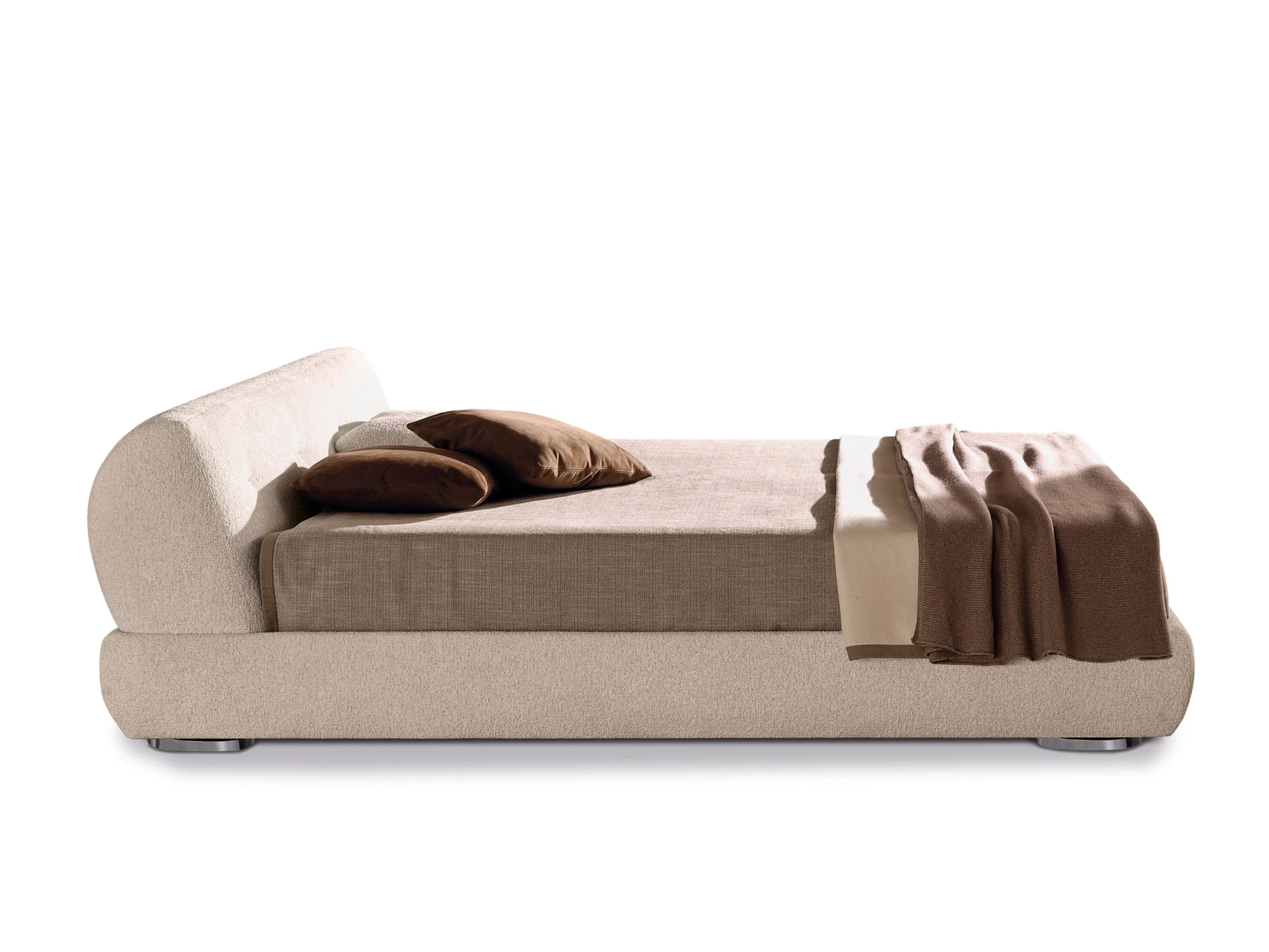 Boucle Upholstered Daybed Modern Curved Headboard Design