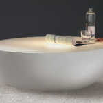 Marble Top Round White Bowl Coffee Table Modern Minimalist