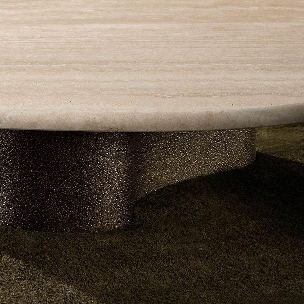 Organic Shape Marble Coffee Table White Travertine Nesting