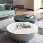 Marble Top Round White Bowl Coffee Table Modern Minimalist