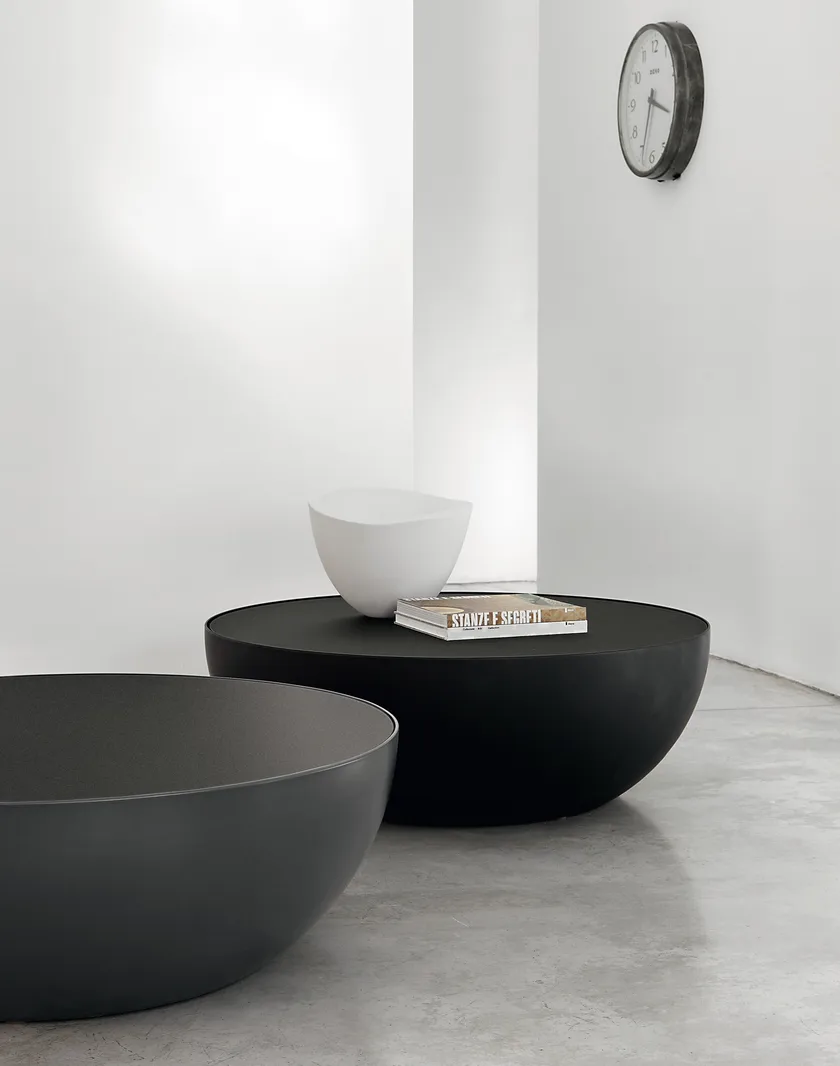 Marble Top Round White Bowl Coffee Table Modern Minimalist