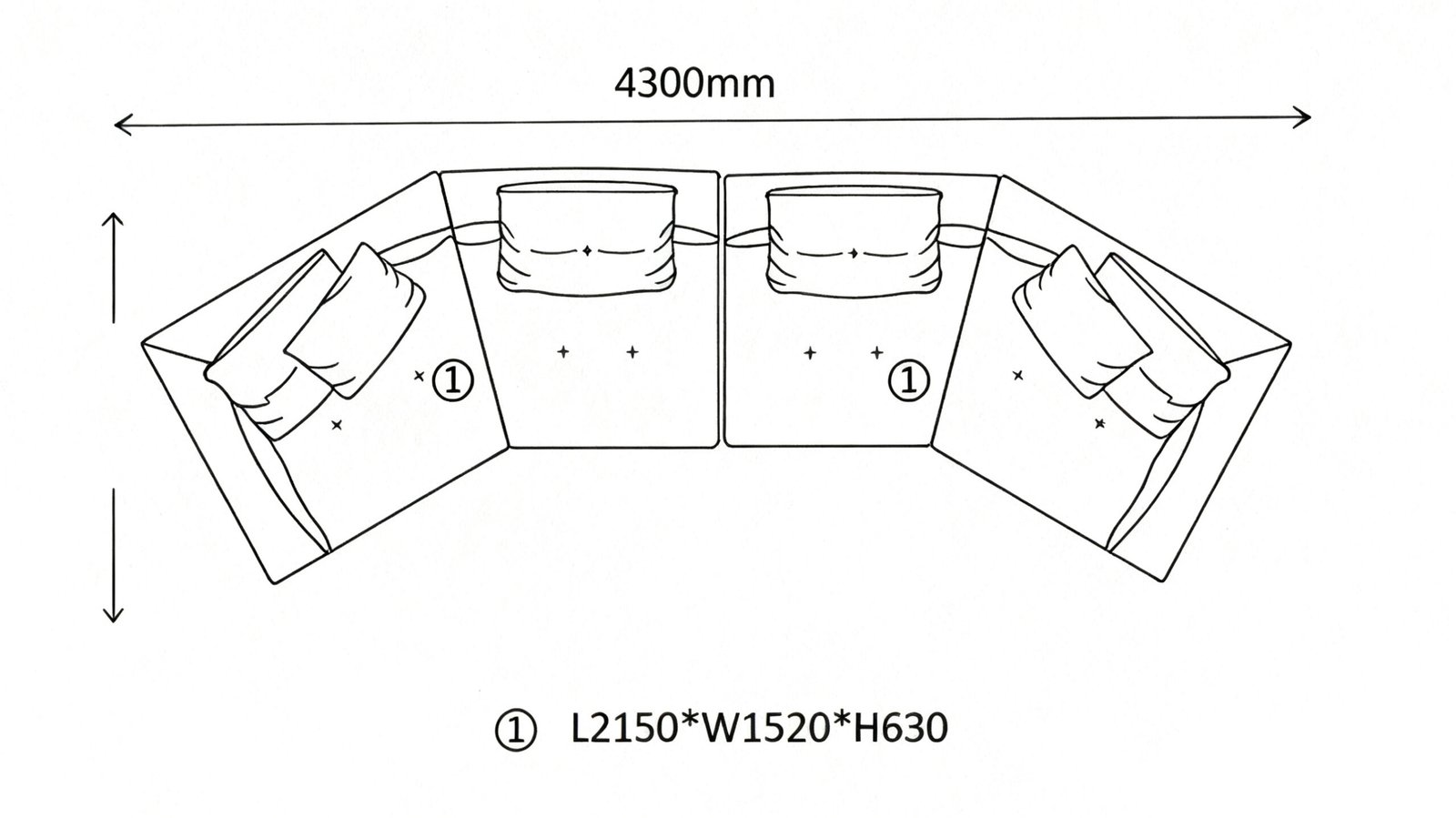 Floating Modular Sofa with Certified Goose Down Cushions and Couture Stitching