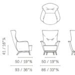Blue Lounge Chair with Solid Wood Base Premium Leather Upholstery and Adjustable Headrest