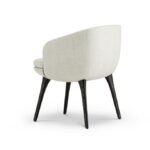 Boucle Upholstered Dining Chair with Black Tapered Legs