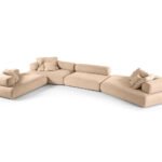 Curved Armrest Sofa Plush Layered Cushions Generous Seating Cozy Lounge