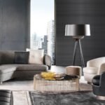 Luxury Swivel Brown Armchair with Goose Down Cushions and Bronze Metal Base
