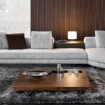 Marble Square Coffee Table with Metal Inlay & Geometric Base