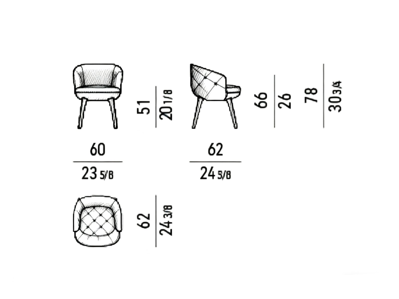 Boucle Upholstered Dining Chair with Black Tapered Legs