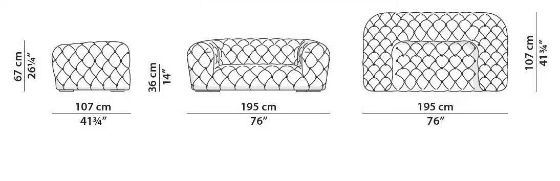 Hand Tufted Chesterfield Sofa Soft Leather Rounded Modern Design
