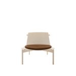 Minimalist Plywood Lounge Chair Light Wood Frame Brown Leather Cushion