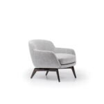 Luxury Armchair with Defining Leather Belt and Brandy Polished Aluminum Base