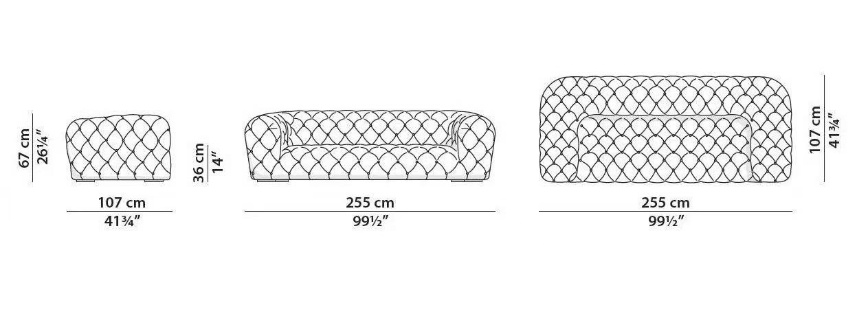 Hand Tufted Chesterfield Sofa Soft Leather Rounded Modern Design