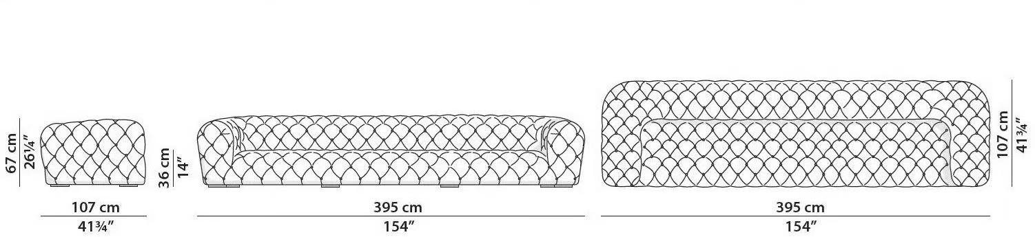 Hand Tufted Chesterfield Sofa Soft Leather Rounded Modern Design