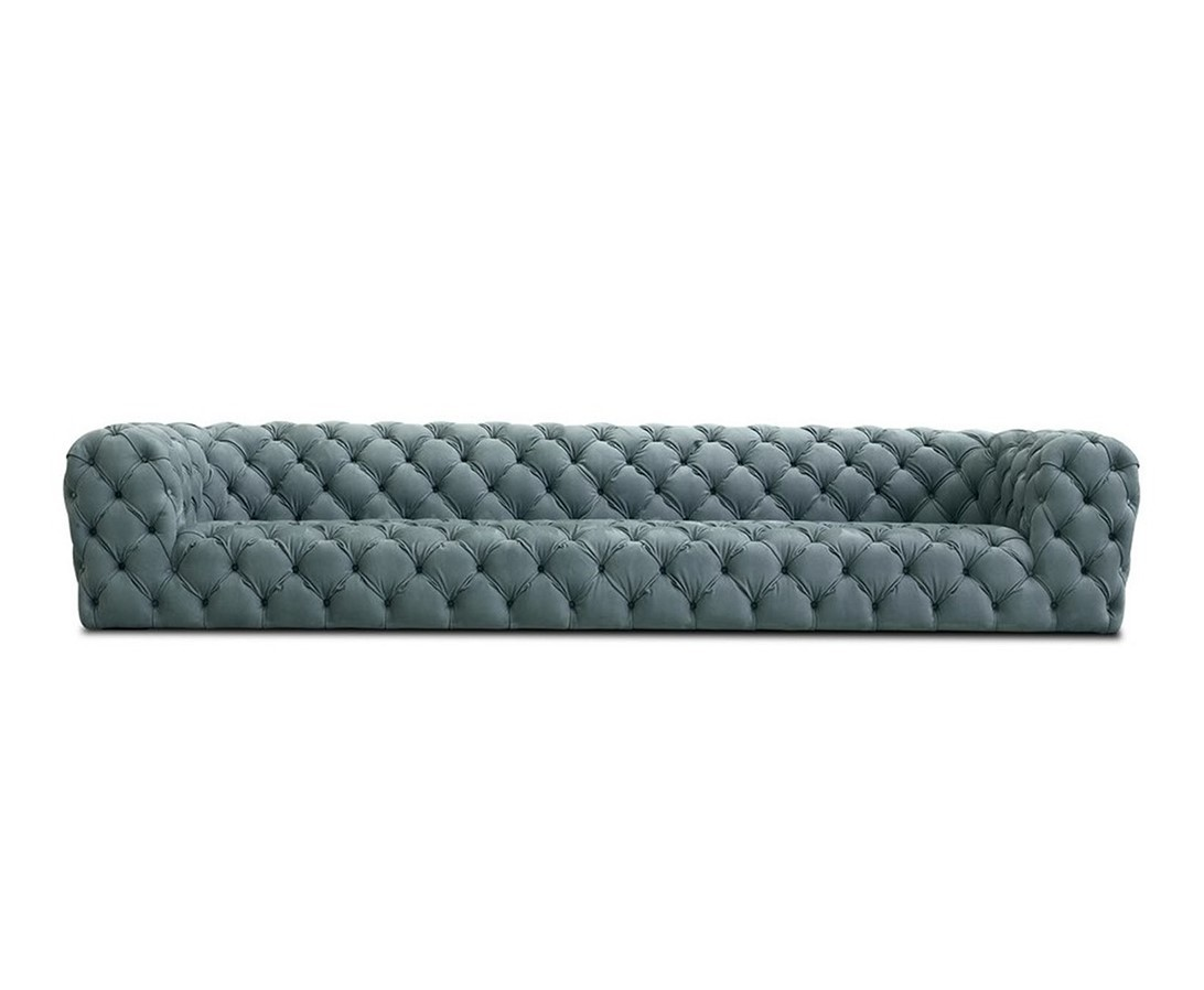 Hand Tufted Chesterfield Sofa Soft Leather Rounded Modern Design