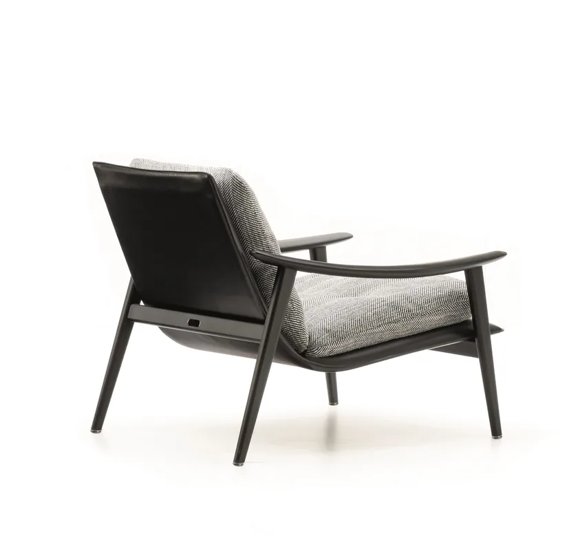 Italian Minimalist Modern Saddle microfiber leather Smoked Armchair