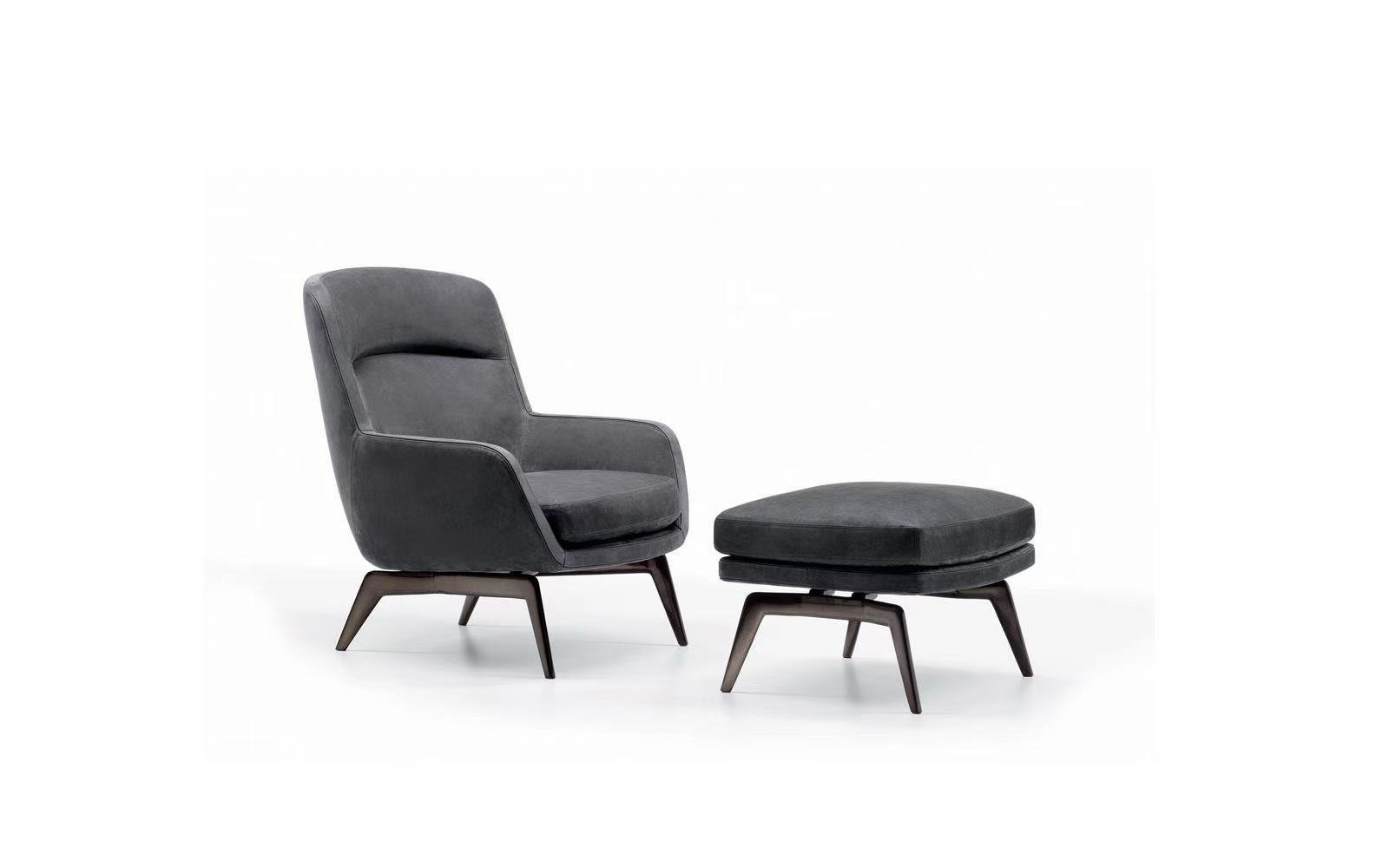 Curved Backrest Armchair with Signature Leather Strap and Anti-Fingerprint Finish