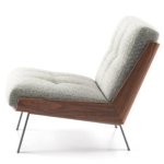 Genuine Leather Black Italian Minimalist Armchair with Wooden Legs