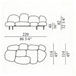 Plush Ecological Fur Sofa with Floating Powder Puff Cushions and Gellyfoam Comfort