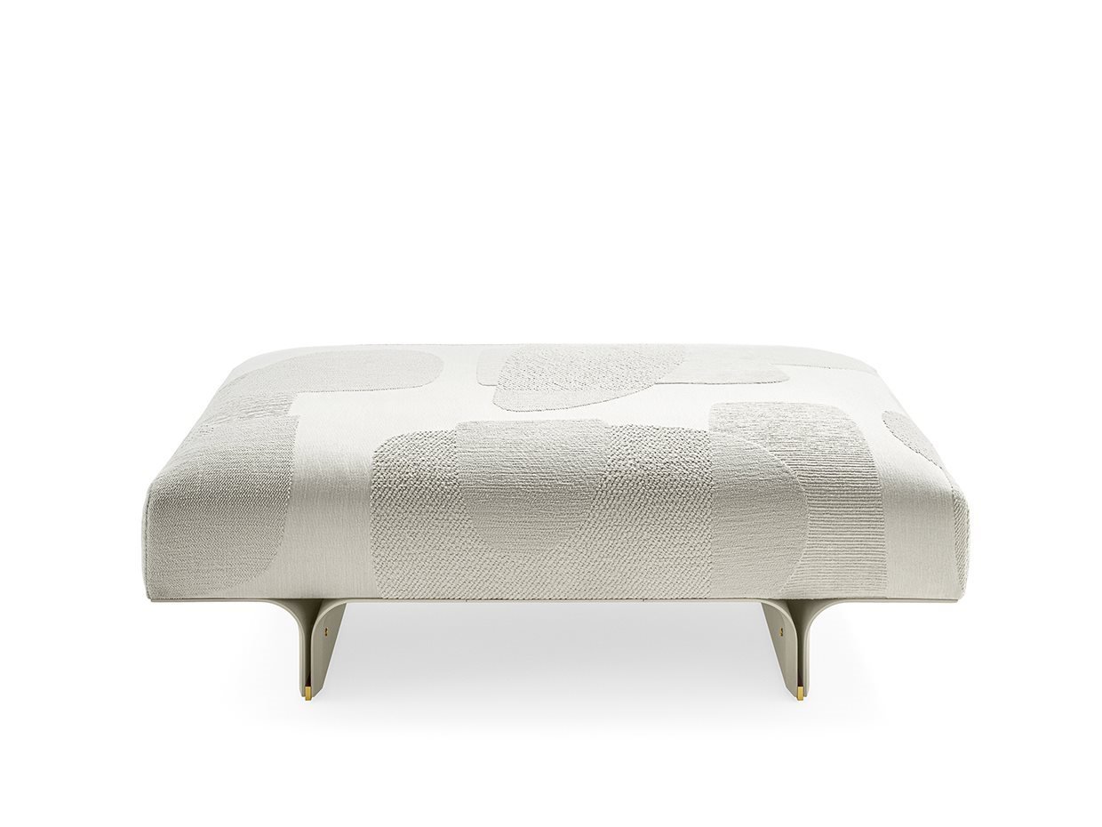 Luxury Modular Sofa Curved Wood Base Brass Accents Goose Down Cushions