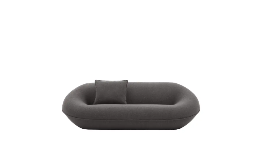 Modular Monolithic Sofa Eco Recycled Fabric Plush Pinched Stitch Design