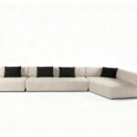 Flowing Modular Sofa with Ergonomic Support and Continuous Decorative Stitch