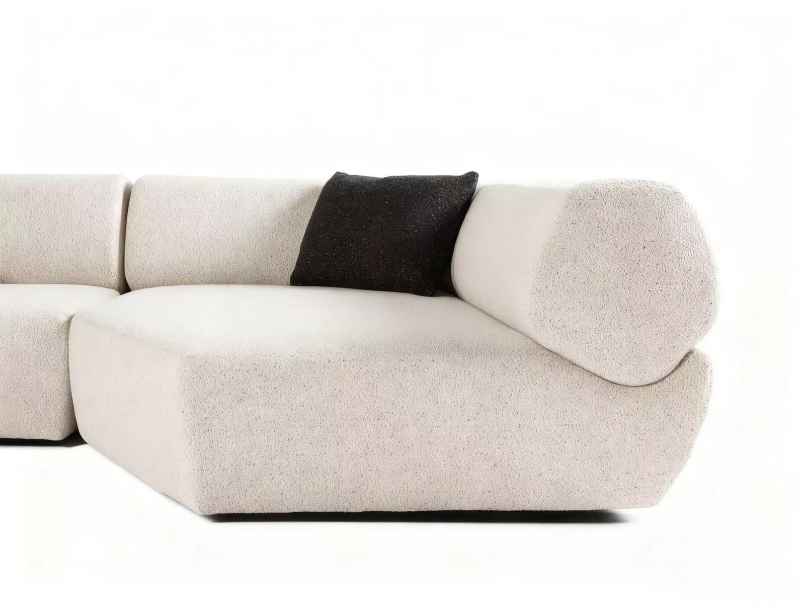 Flowing Modular Sofa with Ergonomic Support and Continuous Decorative Stitch