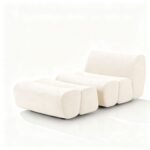 Modular Velvet & Leather Sofa System with Elm Wood Marble Coffee Tables
