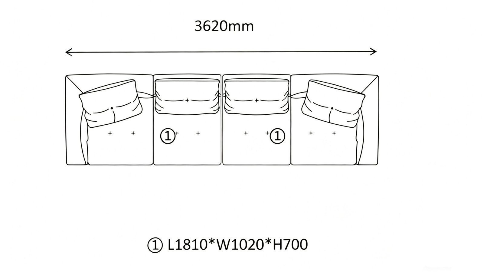 Floating Modular Sofa with Certified Goose Down Cushions and Couture Stitching