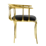 Gold Metal Frame Chair Black Velvet Seat Modern Accent Seating