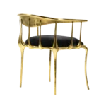 Gold Metal Frame Chair Black Velvet Seat Modern Accent Seating