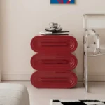 3 Drawer Nightstand in Curved Pile Silhouette and High-gloss Piano Lacquer Finish