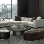 Minimalist Green Marble Round Coffee Table Metal Pedestal