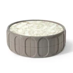 Sculptural Wooden Round Coffee Table & Side Table Set