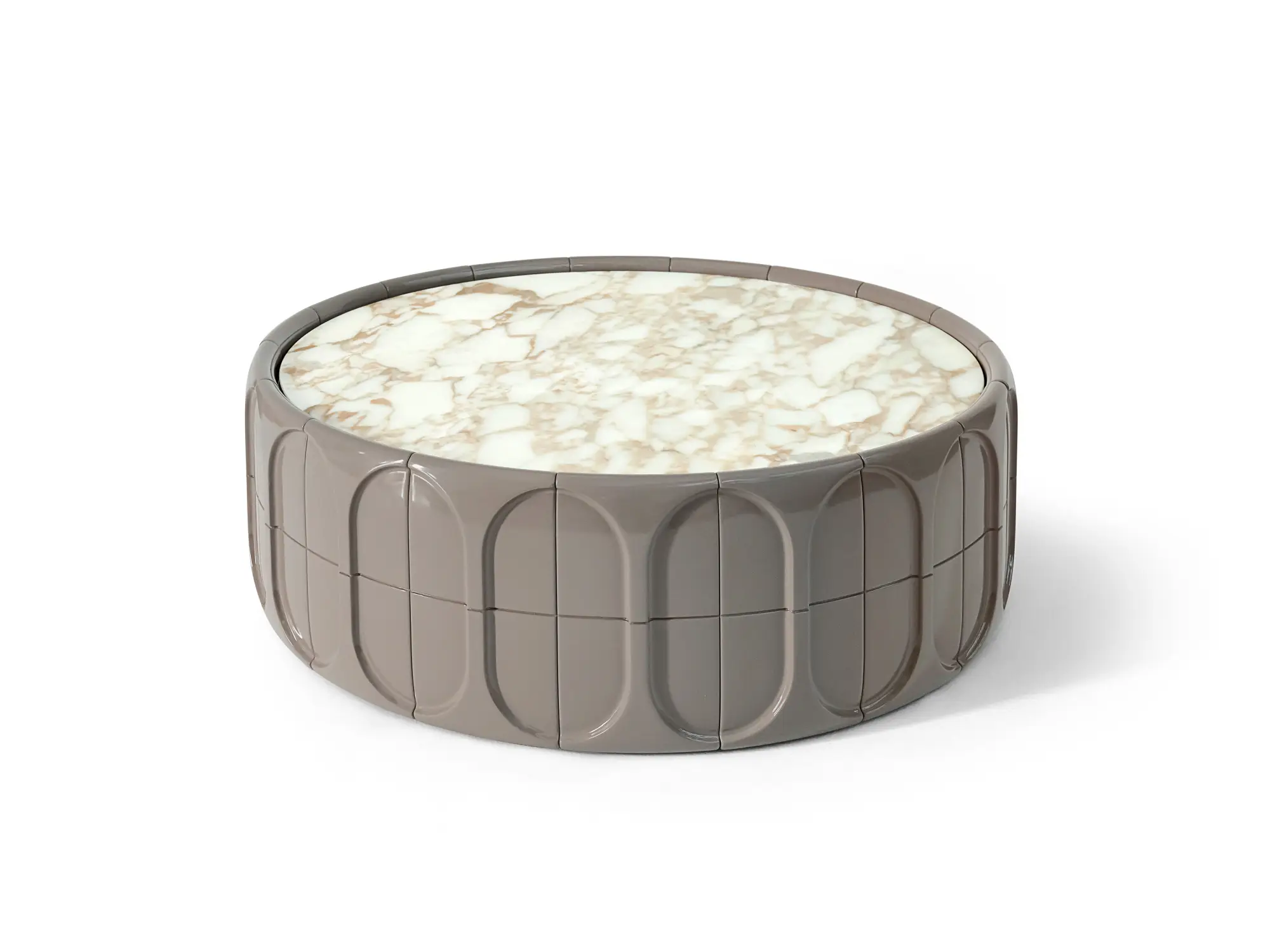 Sculptural Wooden Round Coffee Table & Side Table Set