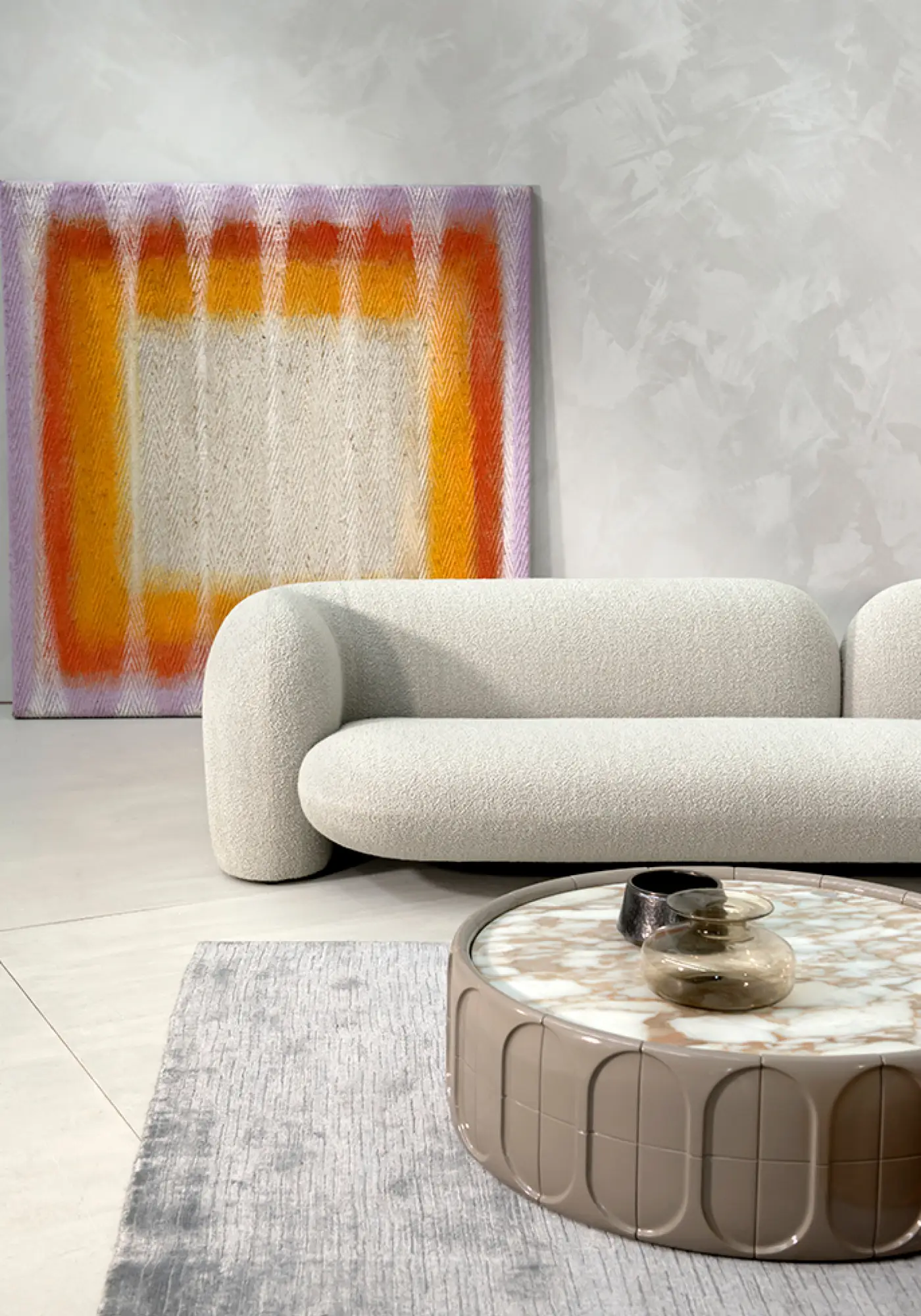 Sculptural Wooden Round Coffee Table & Side Table Set