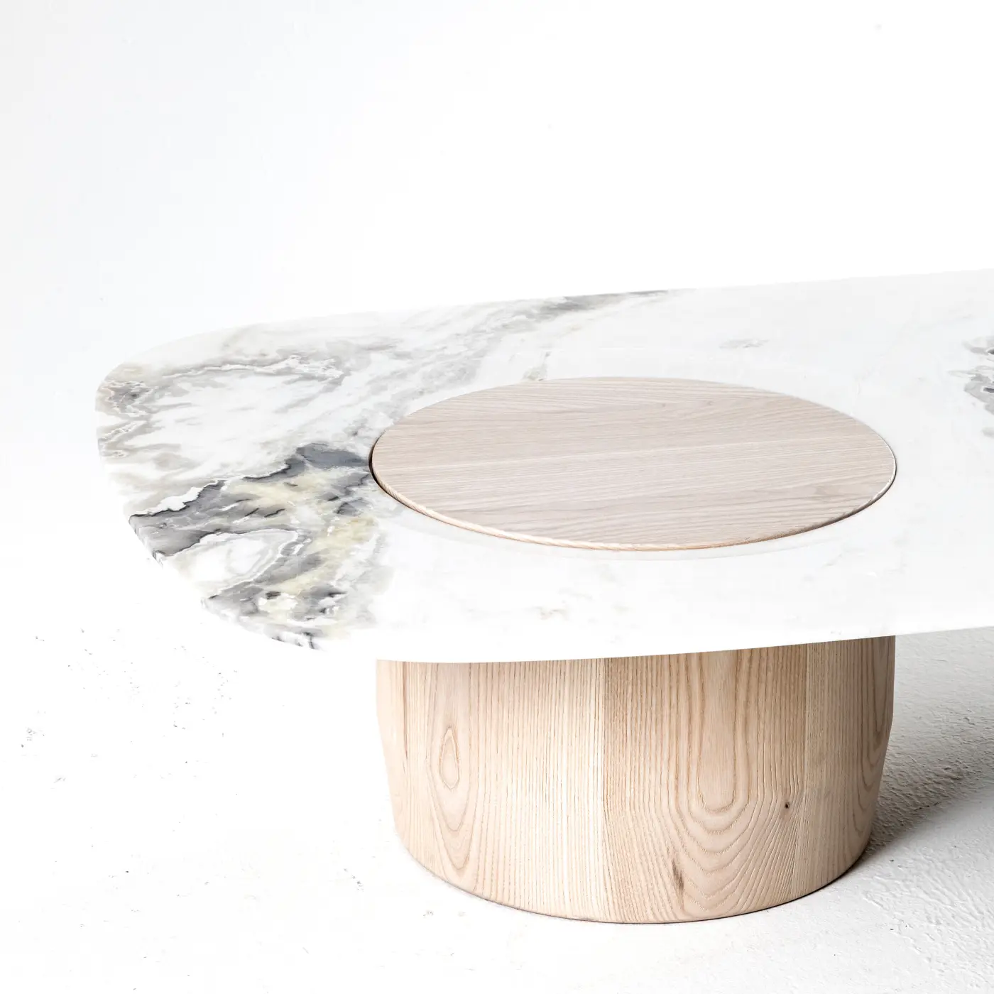 Modern Luxury Marble Coffee Table Solid Wood Accent Irregular