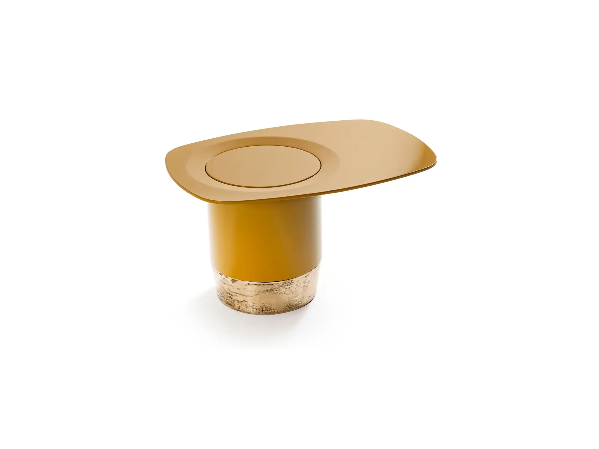 Contemporary Square Pink low wooden and metal coffee table