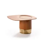 Contemporary Square Pink low wooden and metal coffee table