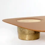 Contemporary Square Pink low wooden and metal coffee table