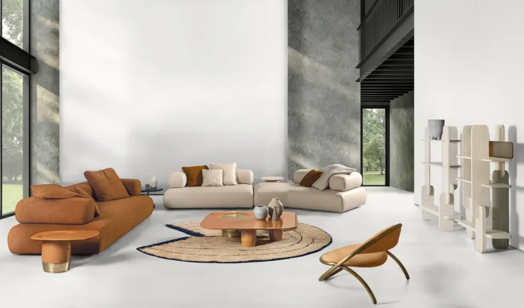 Contemporary Square Pink low wooden and metal coffee table