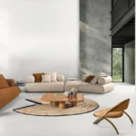 Contemporary Square Pink low wooden and metal coffee table