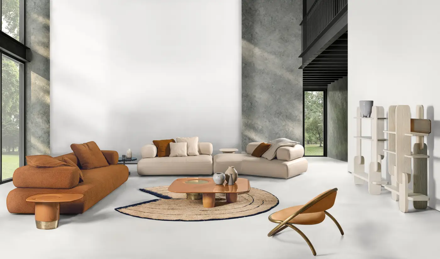 Contemporary Square Pink low wooden and metal coffee table